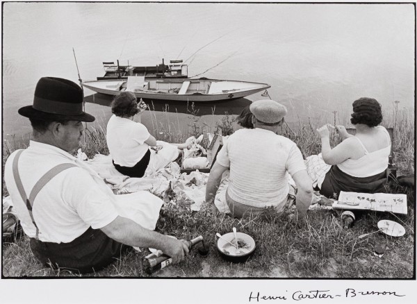 Henri Cartier-Bresson: Au Bord de la Marne. Silver print, 9-1/2 x 14-1/8 in. (241 x 359 mm), 1936/1990s, unmounted.  Ref. No. 16698.